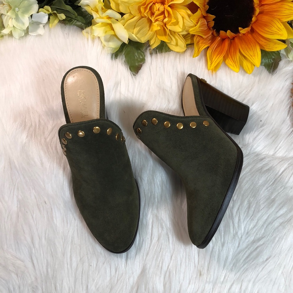 Michael Kors Block-Heel Olive Mules 6